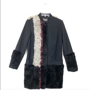 BADGLEY MISCHKA Fur Trimmed Coat